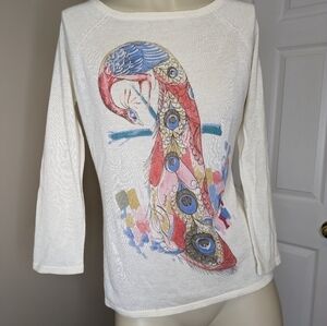 HOLT Renfrew cashmere blend peacock long sleeve shirt